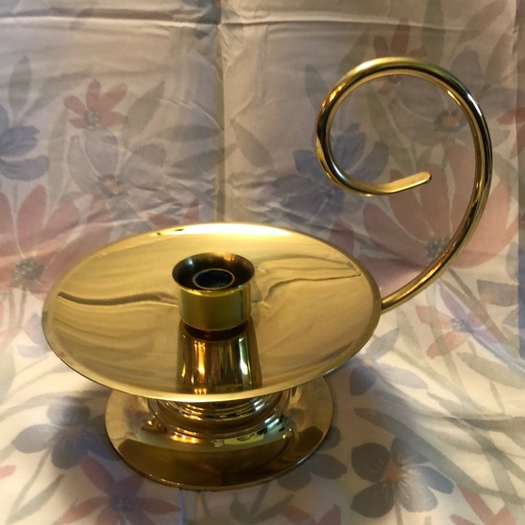 Baldwin Brass Candle Holder With Loop Handle And Drip Saucer 8”Wide 9”Ta… - Picture 1 of 5
